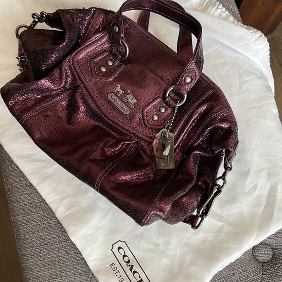 COACH Madison Metallic Purple Shimmering Satchel / Shoulder Bag - Picture 9 of 9